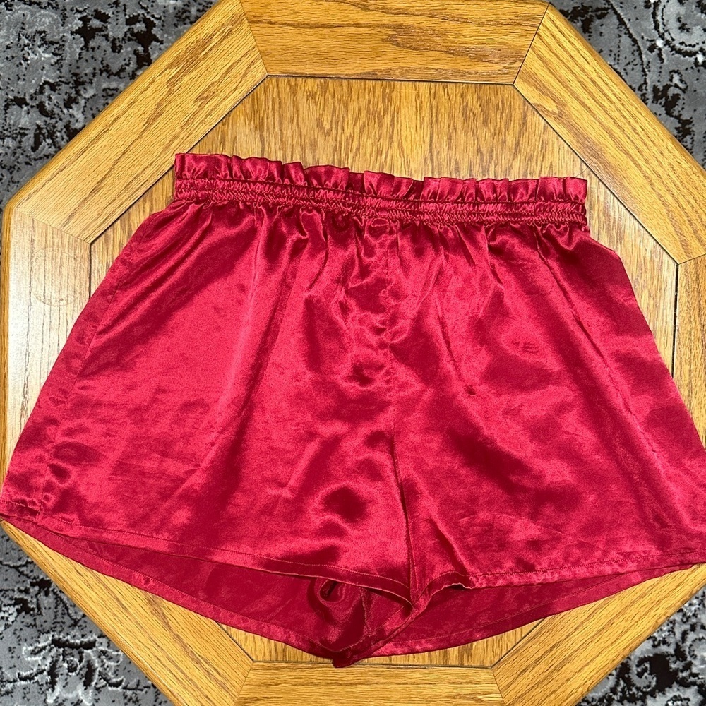*VICTORIA’S SECRET* Red Satin High Waist Shorts